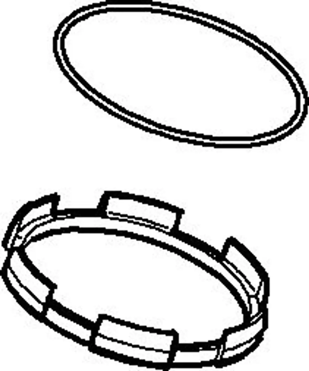 Klemmring von HANSA in zwei Ansichten, eine Ansicht zeigt den offenen Ring, die andere das geschlossene Bauteil mit Haltestellen.